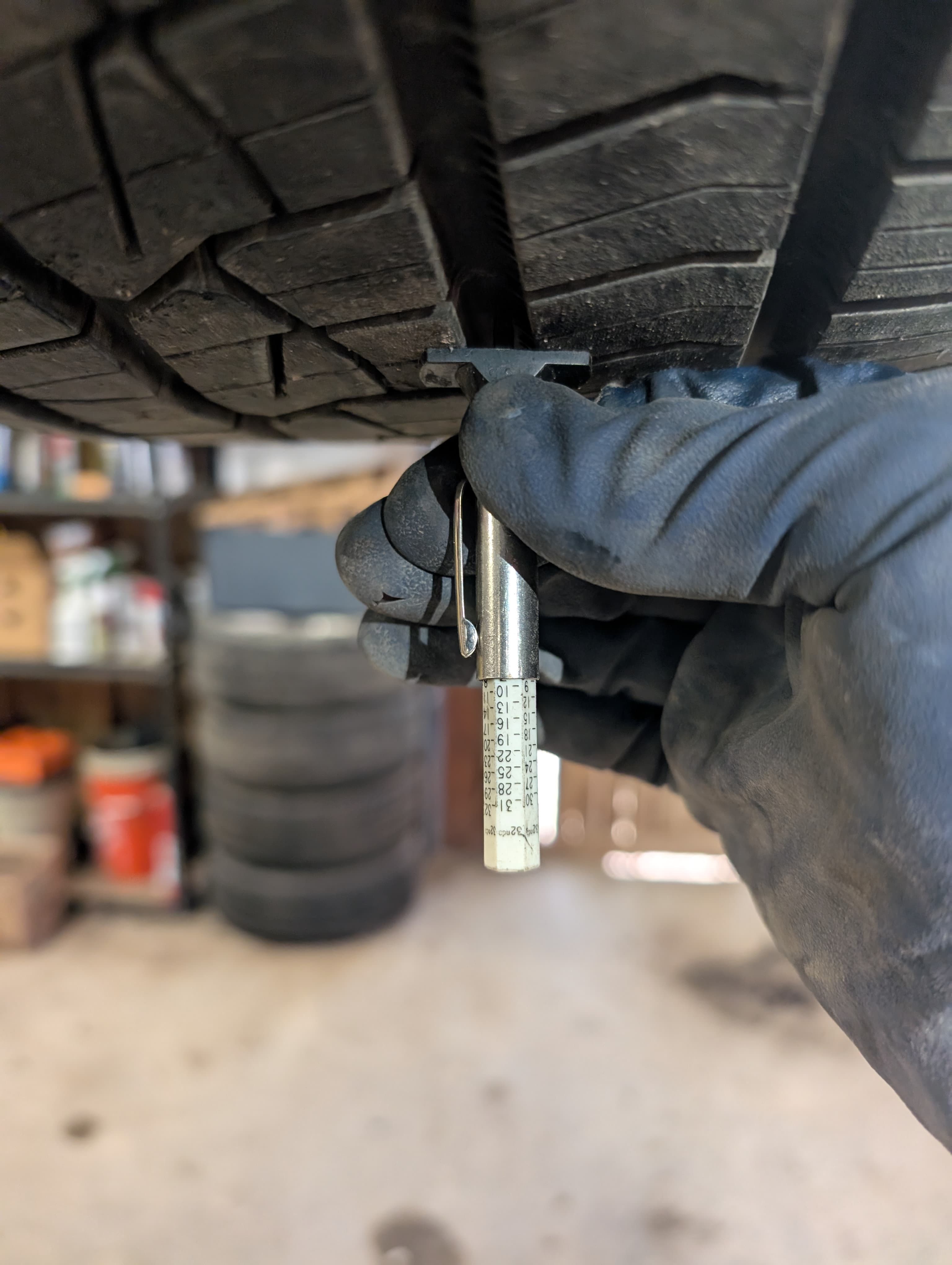 Measuring tire tread depth during inspection